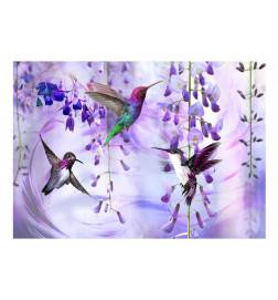 Papel de parede autocolante - Flying Hummingbirds (Violet)
