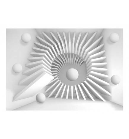 Fotomurale adesivo spirale in bianco e nero con le sfere Arredalacasa