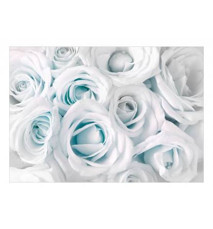Fotomurale adesivo con grandi rose turchesi ARREDALACASA)