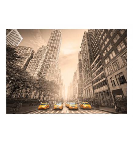 Wallpaper - New York taxi - sepia