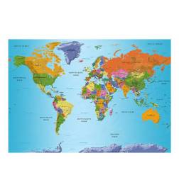 Papier peint adhésif - Carte du monde géographique en couleur