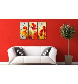 dipinto fiori rossi Arredalacasa cm.120x80 (3 parti da cm.40x80)