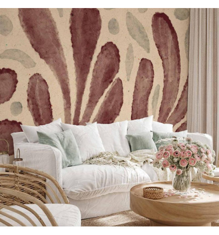 Fotobehang - Leaves and spots – large vibrant shapes inspired by Matisse