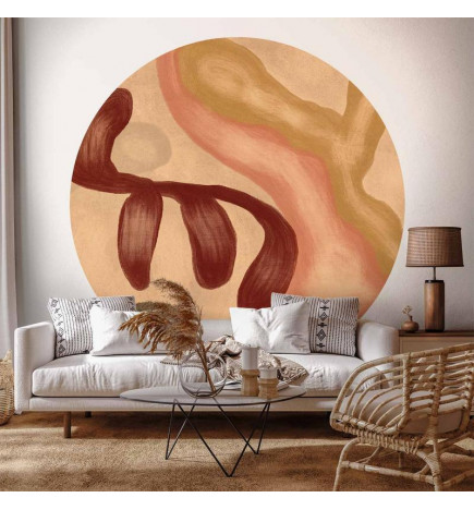 Okrogla fototapeta - Colorful shapes – worn-out figures in lime wash technique