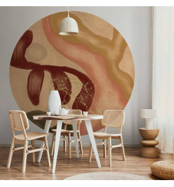 Pyöreä seinämaalaus - Colorful shapes – worn-out figures in lime wash technique