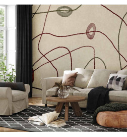 Wall Mural - Lines and shapes – bead labyrinth on a pale washed background