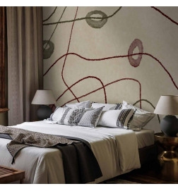 Wall Mural - Lines and shapes – bead labyrinth on a pale washed background