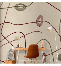 Mural de parede - Lines and shapes – bead labyrinth on a pale washed background