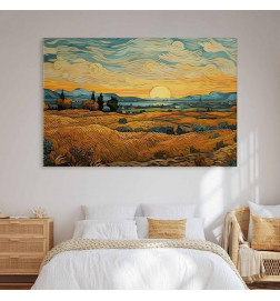 XXL-pilt - Impressionistic fields - painted golden landscape with fields of grain