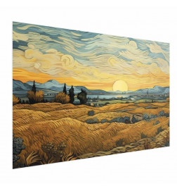 Plakatas - Impressionistic fields - painted golden landscape with fields of grain
