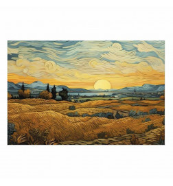 Juliste - Impressionistic fields - painted golden landscape with fields of grain