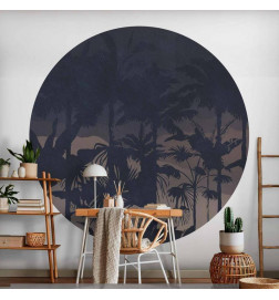 Ronde fotobehang - Jungle at night
