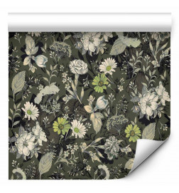 Behang - Fragrant flowers and herbs - green