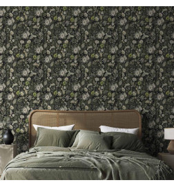 Behang - Fragrant flowers and herbs - green