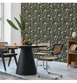 Papel pintado - Fragrant flowers and herbs - green