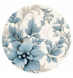 Round Wall Mural - Turquoise ornamental retro flowers