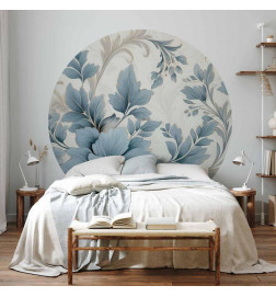 Round Wall Mural - Turquoise ornamental retro flowers
