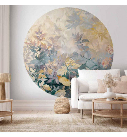 Apaļā fototapete - Tapestry pattern with colourful flowers