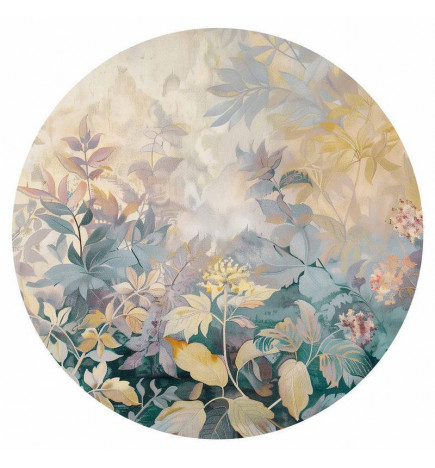 Pyöreä seinämaalaus - Tapestry pattern with colourful flowers