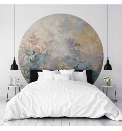 Round Wall Mural - Tapestry pattern with colourful flowers