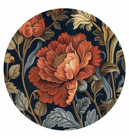 Runde Fototapete - Tapestry-style large retro flowers