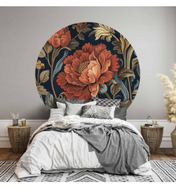 Pyöreä seinämaalaus - Tapestry-style large retro flowers