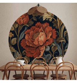 Fotomural redondo - Tapestry-style large retro flowers