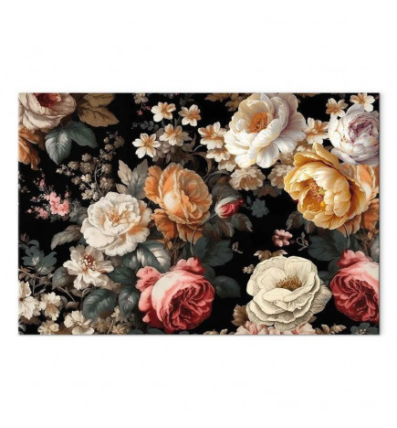 Cuadro - Colourful flowers on a black background