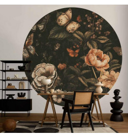 Round Wall Mural - Rustic garden