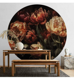 Mural de parede redondo - Blooming tulips
