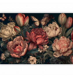 Fototapetas - Flowers on a turquoise background