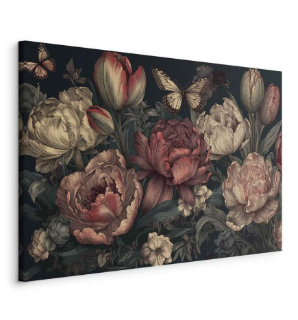 Cuadro - Flowers on a turquoise background