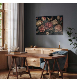 Quadro - Flowers on a turquoise background