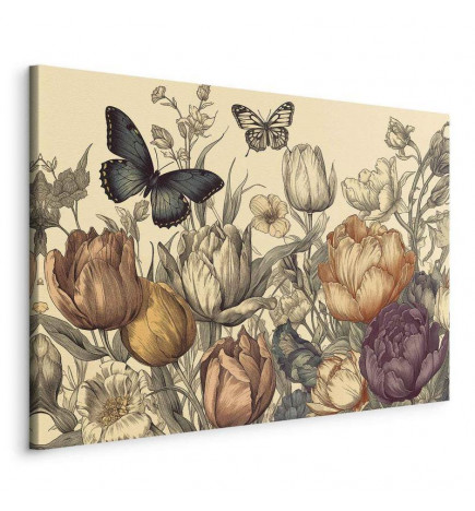 Quadro - Colourful tulips on a cream background