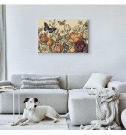 Glezna - Colourful tulips on a cream background