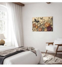 Cuadro - Colourful tulips on a cream background