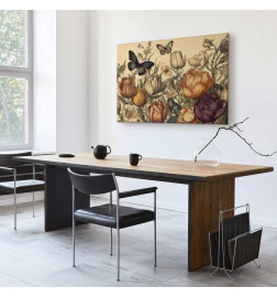 Tablou - Colourful tulips on a cream background