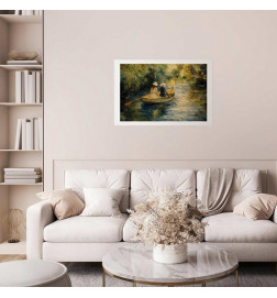 Poster - Boat crossing - painting of two women sailing a boat on a river