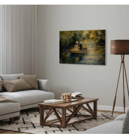 Quadro - Boat crossing - painting of two women sailing a boat on a river