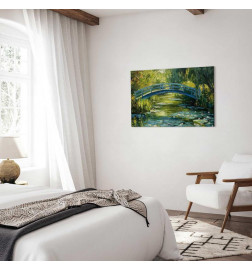 Tablou - Impressionist bridge - painting of a bridge against a picturesque background