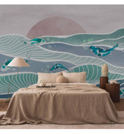Wall Mural - Fish on the waves