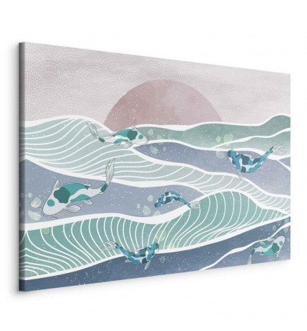 Schilderij - Fish on the waves