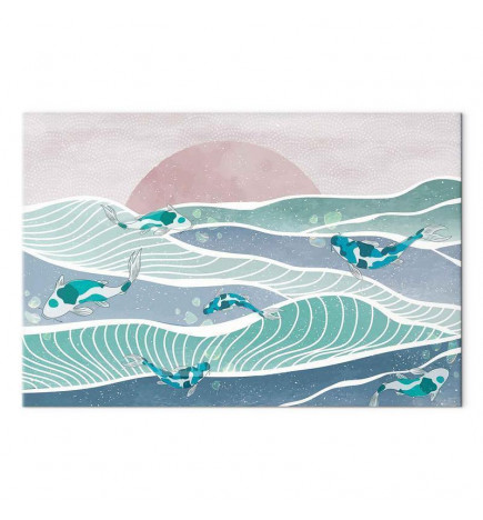 Schilderij - Fish on the waves