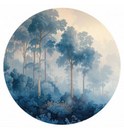 Runde Fototapete - A forest in misty shades of blue