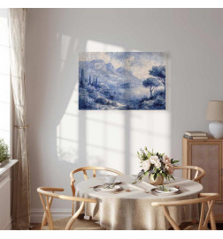 Quadro - Blue Bay - Italian landscape of Lake Como painted with blue ink