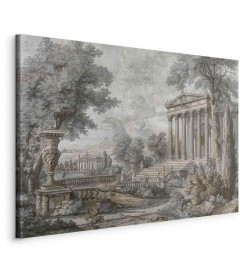 Schilderij - Temple on a hill - Greek architecture in subdued colours
