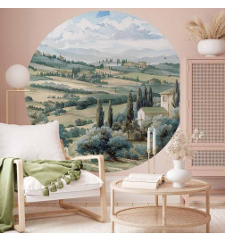 Carta da parati rotondi - Landscape with sunny green fields