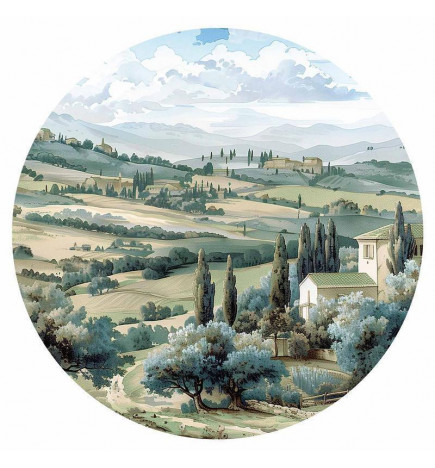 Carta da parati rotondi - Landscape with sunny green fields