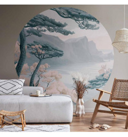 Fototapet rotund - Blue coast in delicate colours