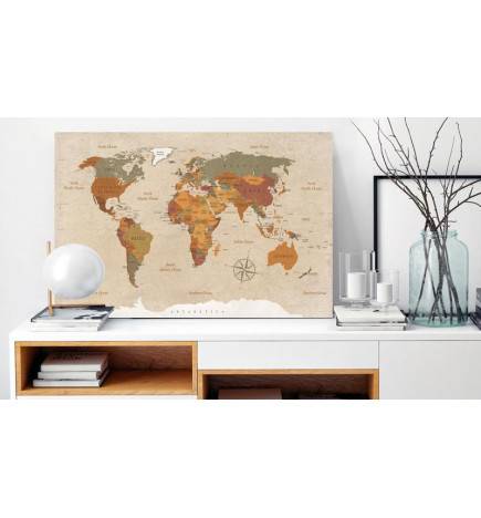 Wandbild - World Map: Beige Chic
